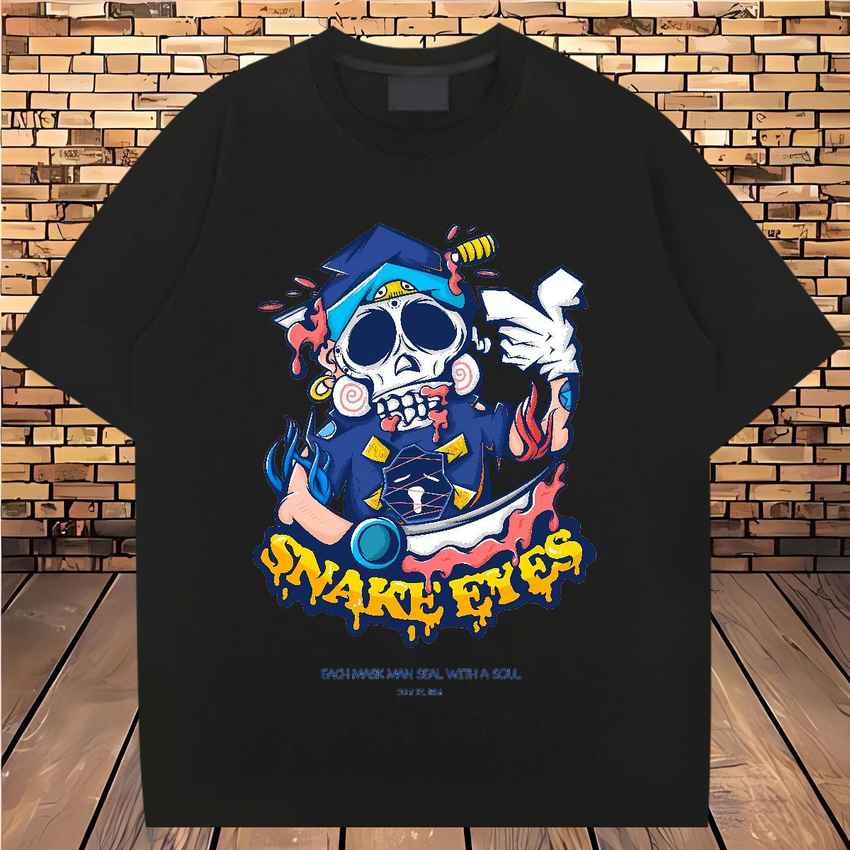 New Man T Shirts Skeleton 230g 100% Cotton Skull Summer Casual Men Clothes T-Shirt Crew Neck Cotton Wholesale