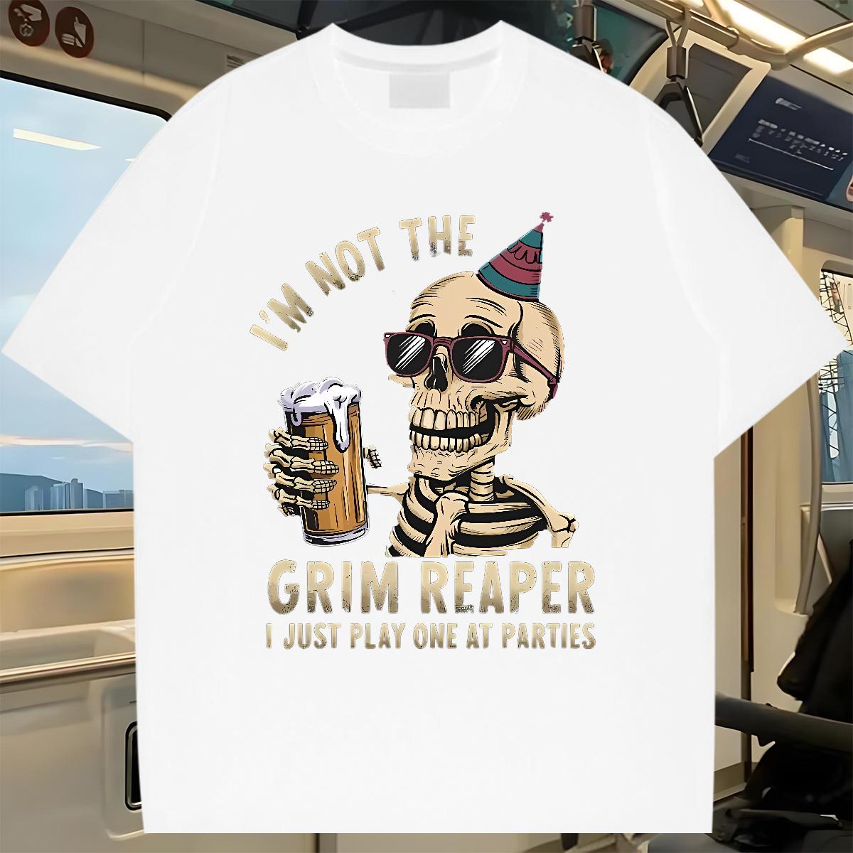 Classic Tshirt for Man Woman Skeleton 230g 100% Cotton Breathable Crew Neck Cotton Beach T-Shirts Custom Print Oversized 2024 Designer Tshirts