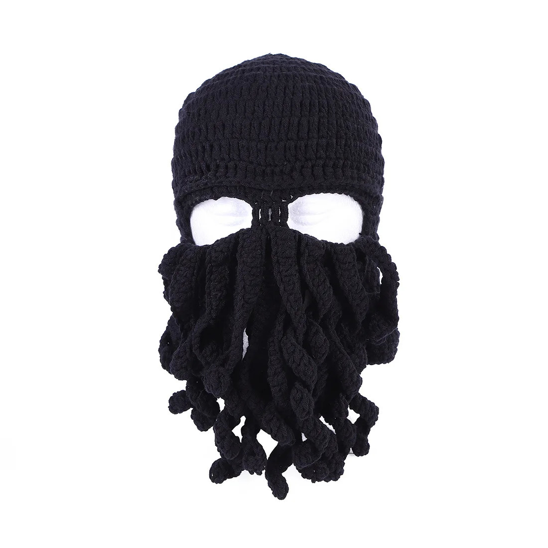 Octopus Hat Squid Mask Funny Winter Warm Knit Beard Hat Skiing Biking Accessories Gifts for Men Women Kid Red 240715