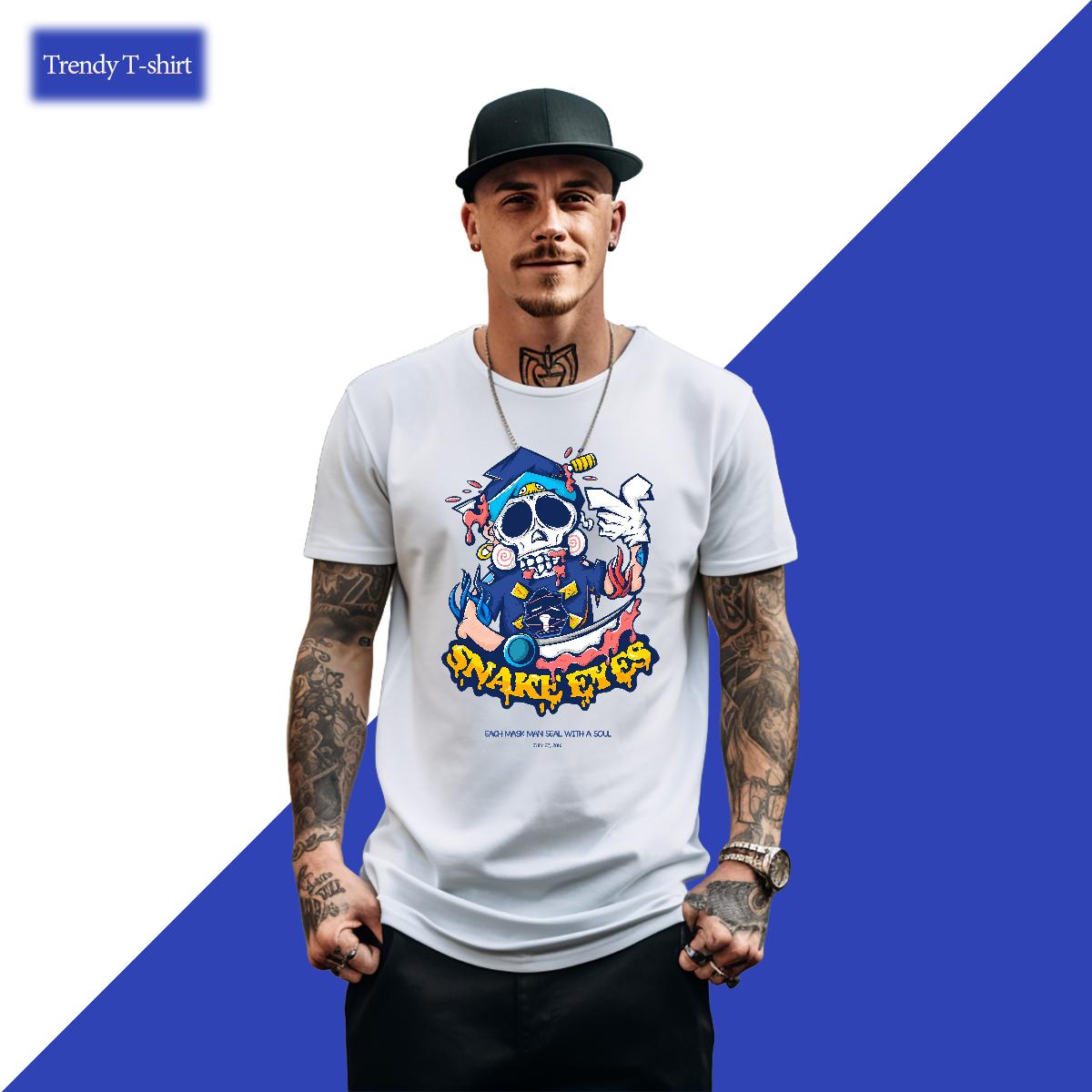 Fashion Design T shirt Skeleton 230g Cotton DIY Men Clothes T-Shirt Outdoor Breathable Short Sleeve High Quality Tops Tees