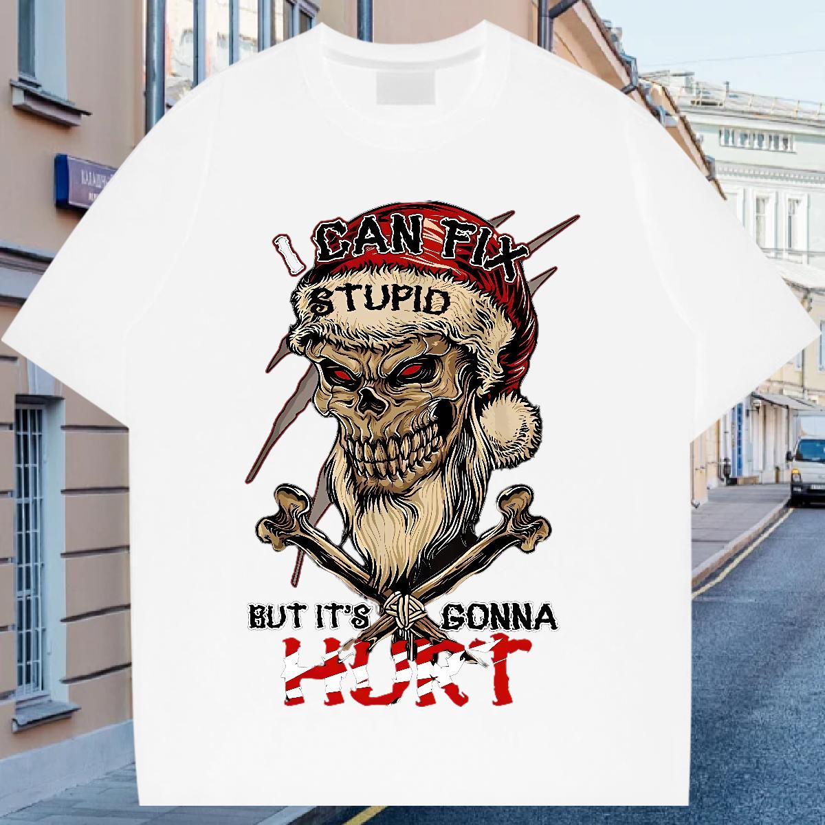 Fashion Design T shirt Skeleton 230g Cotton Custom Printing Men Tops Tees Street Cotton Breathable 5A Tshirts