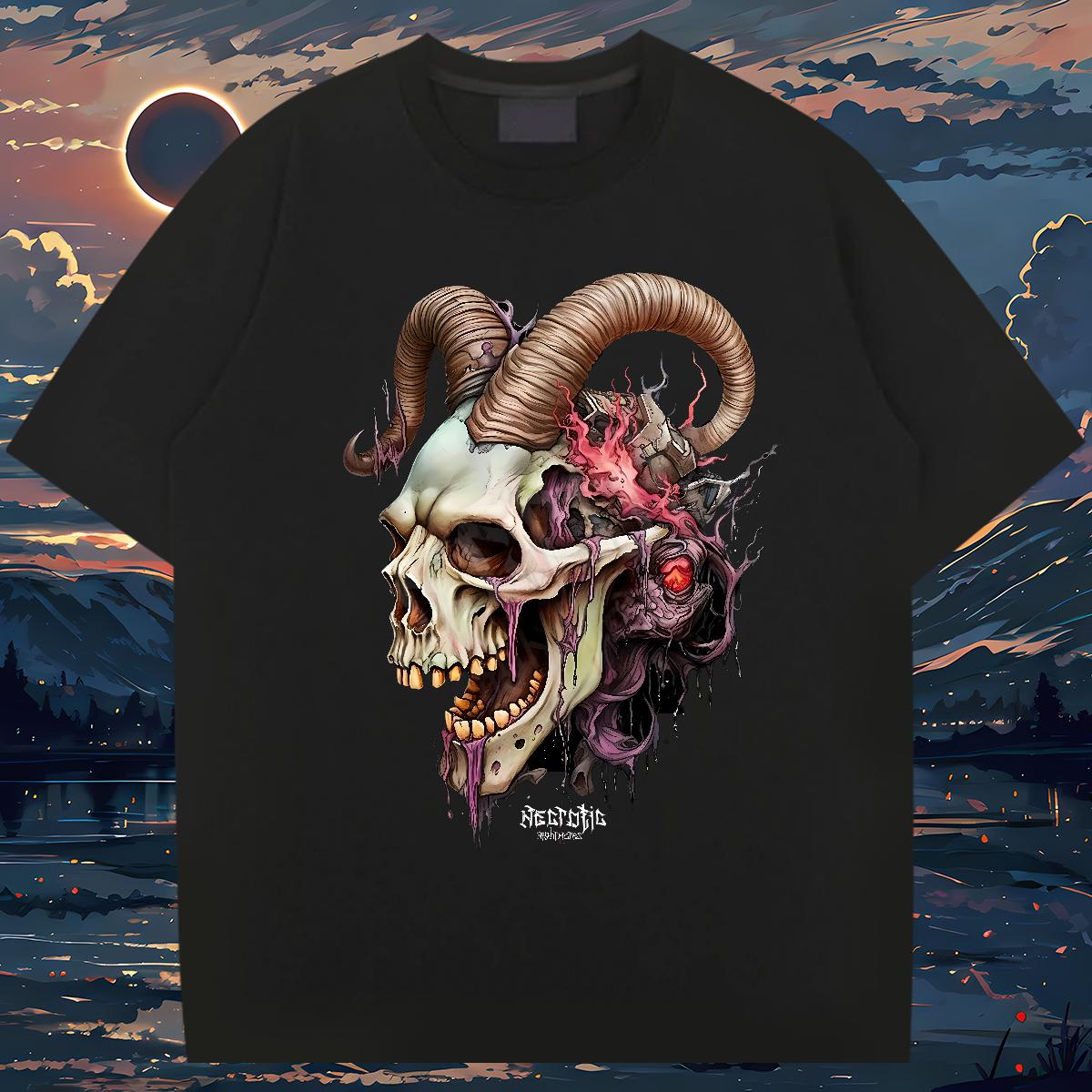 New Arrival T Shirts Men Skeleton 100% Cotton 230g DIY Printed Men Tees Street Casual Crew Neck Cotton Unisex Top Tees