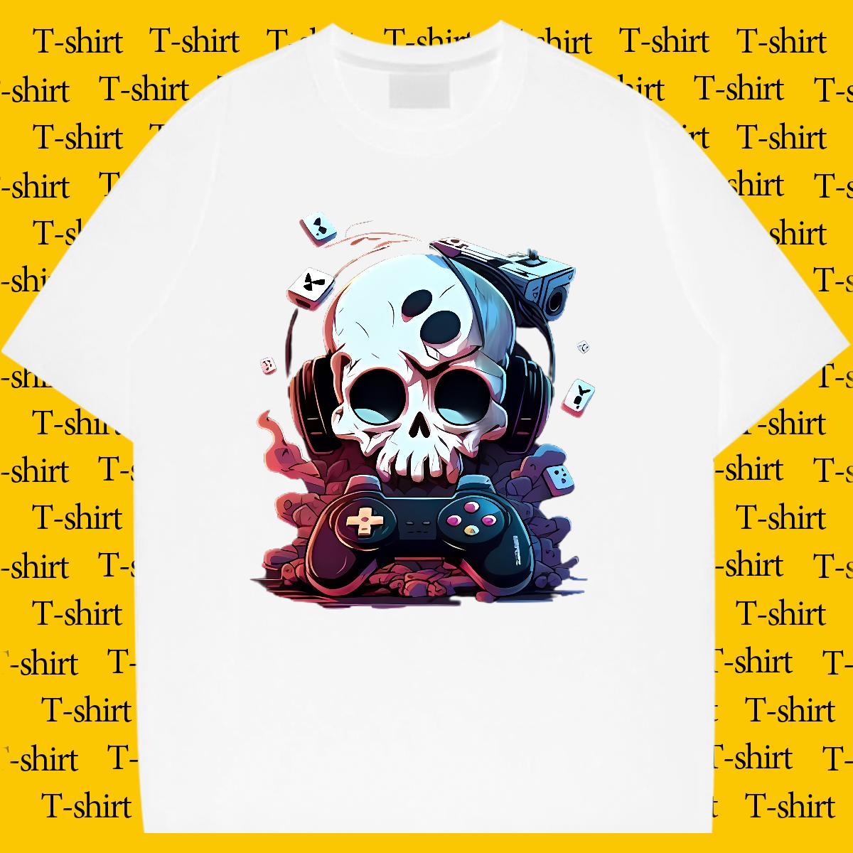DIY Man T Shirts Skeleton 230g Cotton Custom Big Size Couples T Shirts Summer Casual Breathable Short Sleeve Loose Fit Tshirts