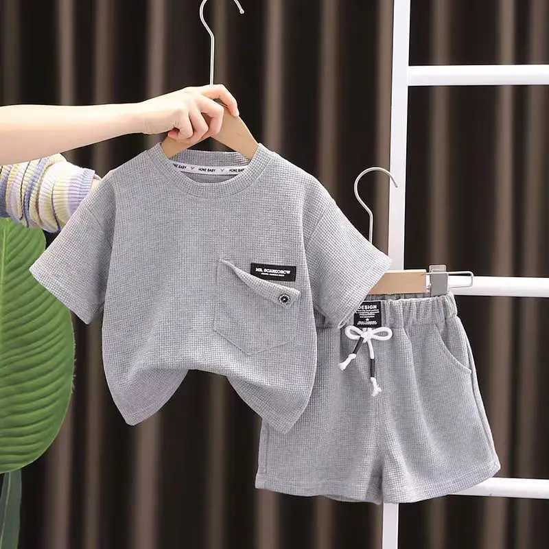 Clothing Sets Childrens Clothing Boys Summer Suit 2023 New Baby and Childrens Cool Casual Short Sleeve Two Piece Set Kids Outfits