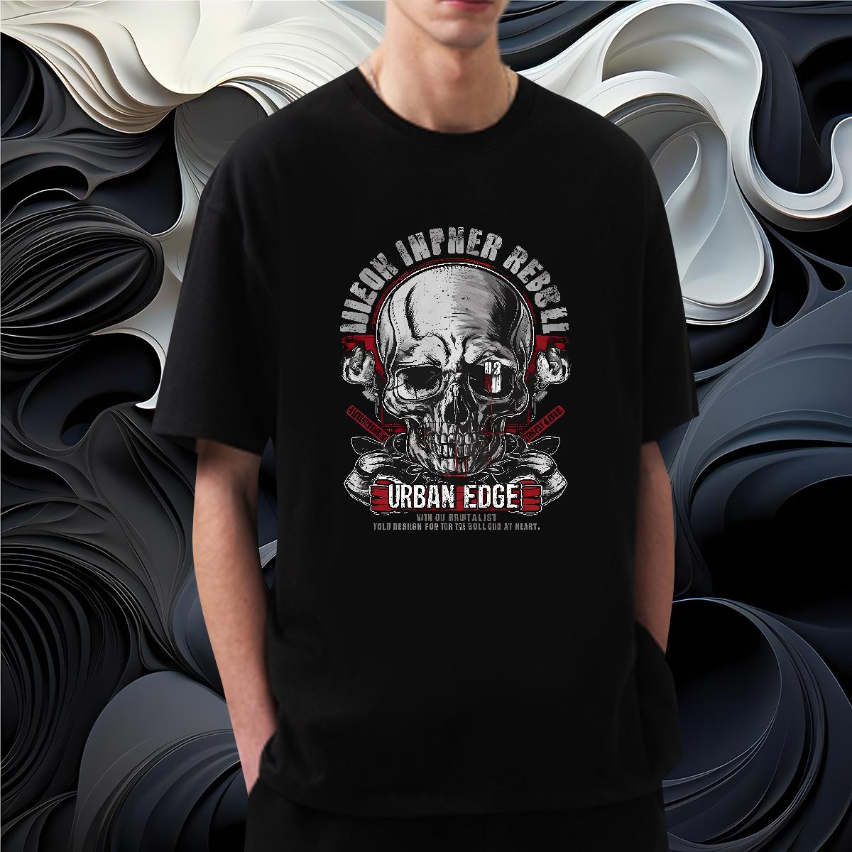 Brand Mens T Shirts Skeleton 100% Cotton 230g Casual Daily Wear Short sleeve Cotton Soft Men Tees Classic Casual Oversized 4XL Tops Shirt