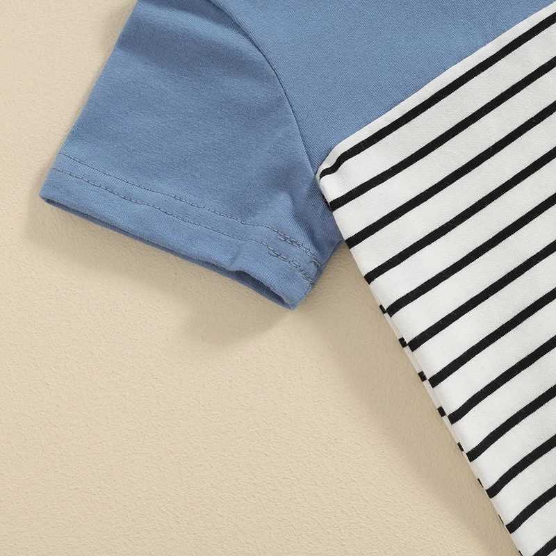 Clothing Sets 0-3Y Casual Toddler Baby Boys Summer Clothes Sets Stripe Print Short Sleeve Pocket T-Shirt Tops and Elastic Shorts Set