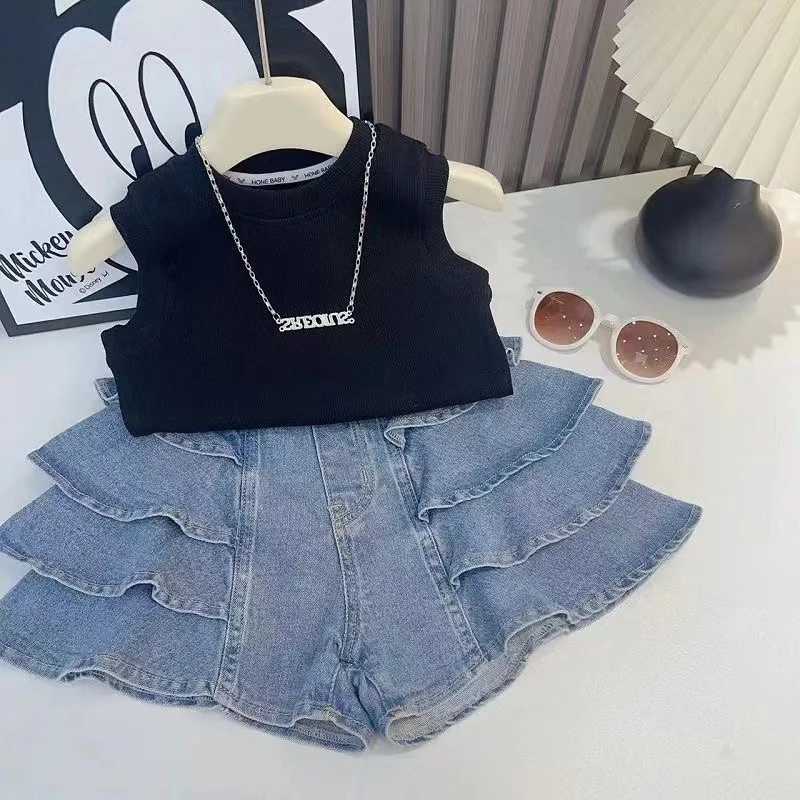 Clothing Sets Girls Clothing Suit Children Short-Sleeved Shirt +Skirt 2Pcs Sets Baby Fashion Summer Outfits 3-13 T New 2024 Kids Outfits