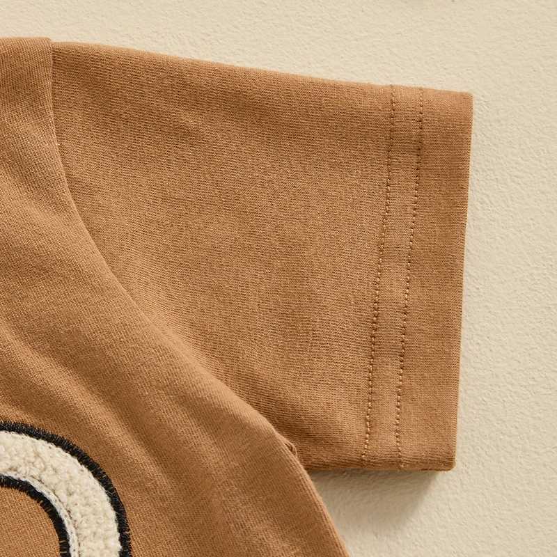 Clothing Sets Toddler Boys Summer Costume Outfit Fuzzy Letter Embroidered Short Sleeve T-Shirts Tops and Shorts 2Pcs Kids Clothes Set