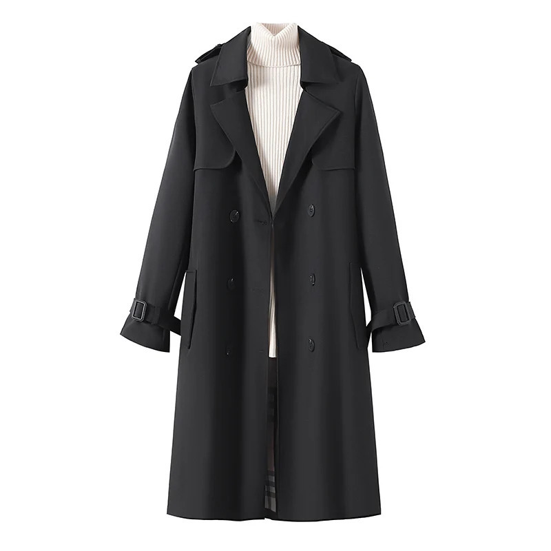 Trench Coat for Women Fashion Winter Clothes Women Long Coats and Jackets Women Belt Double Breasted Trench Coat Women Clothing 240716