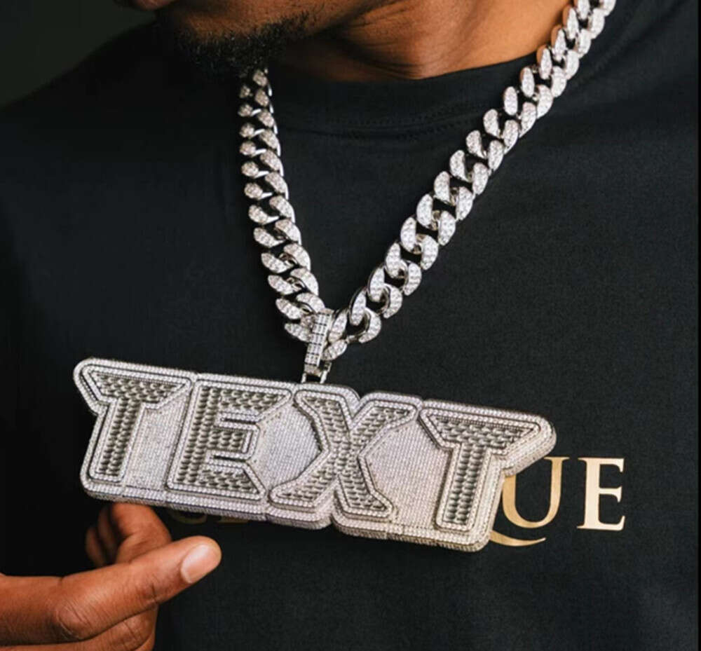 Customized pendant hip hop Jewelry silver VVS Moissanite Diamond Letter and Number Pendant Customized Iced Pendant
