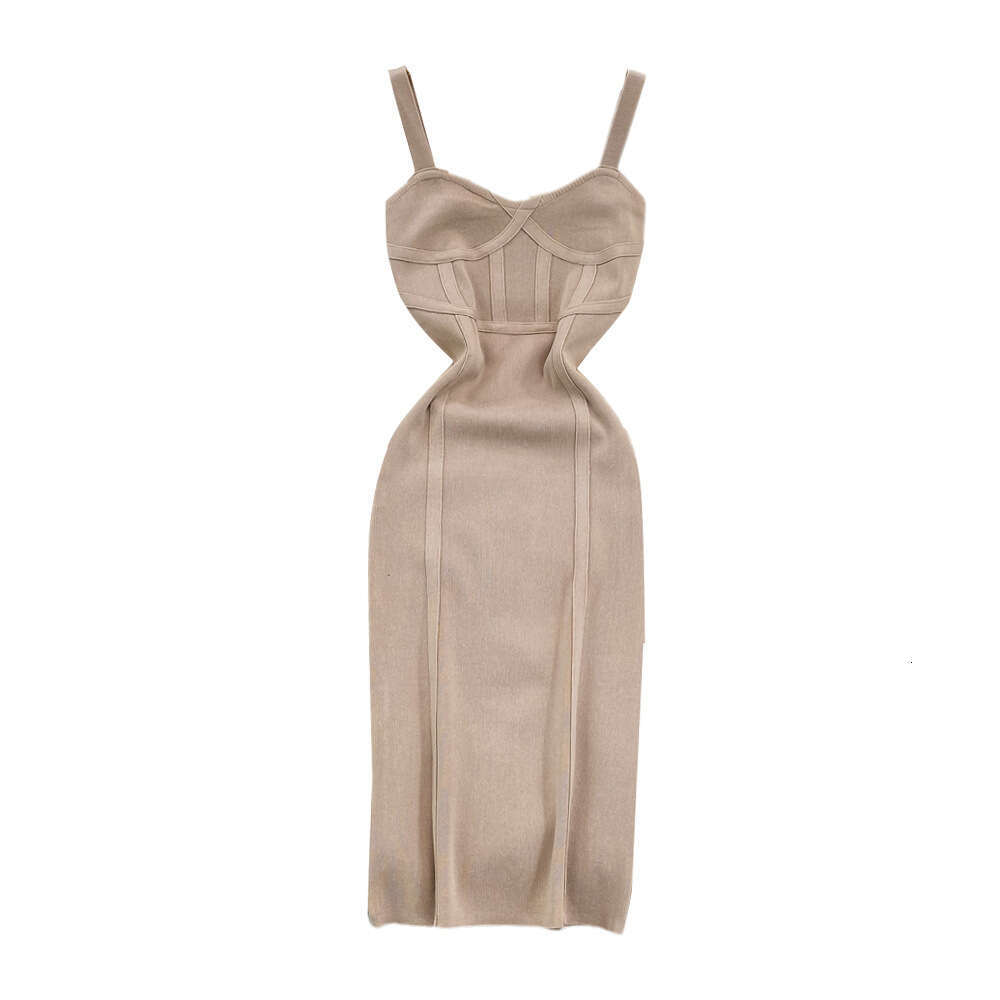 Pure Desire Style Long Camisole Women, Sexy Low Cut, Tight Fitting, Slimming, Sleeveless, Backless Knit, Buttocks Wrapped Dress for Summer BOHO DRESS