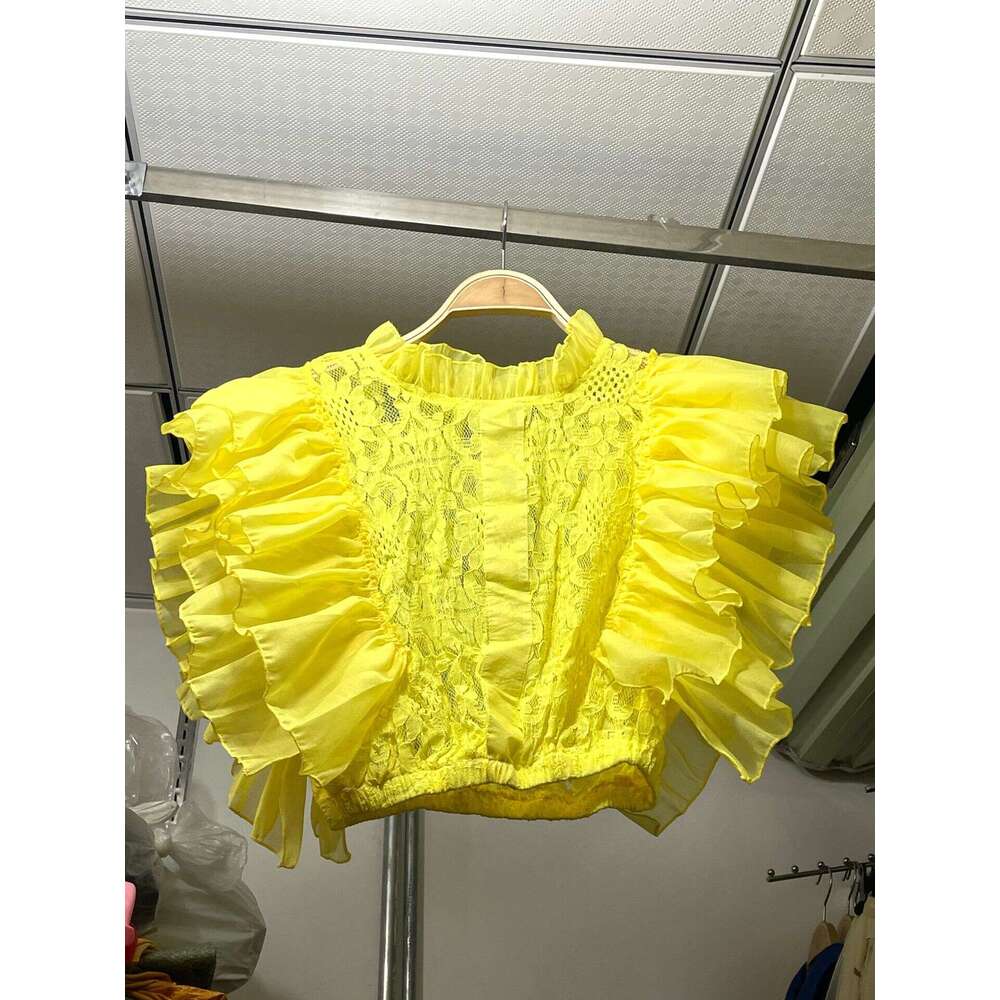Women Tops Setset New Merchandise Best Saller High Street Hip Hop Slim Crop Top Casual Pure Cotton Stripe Collar Blouse Skinny Base Stretch Casual Und