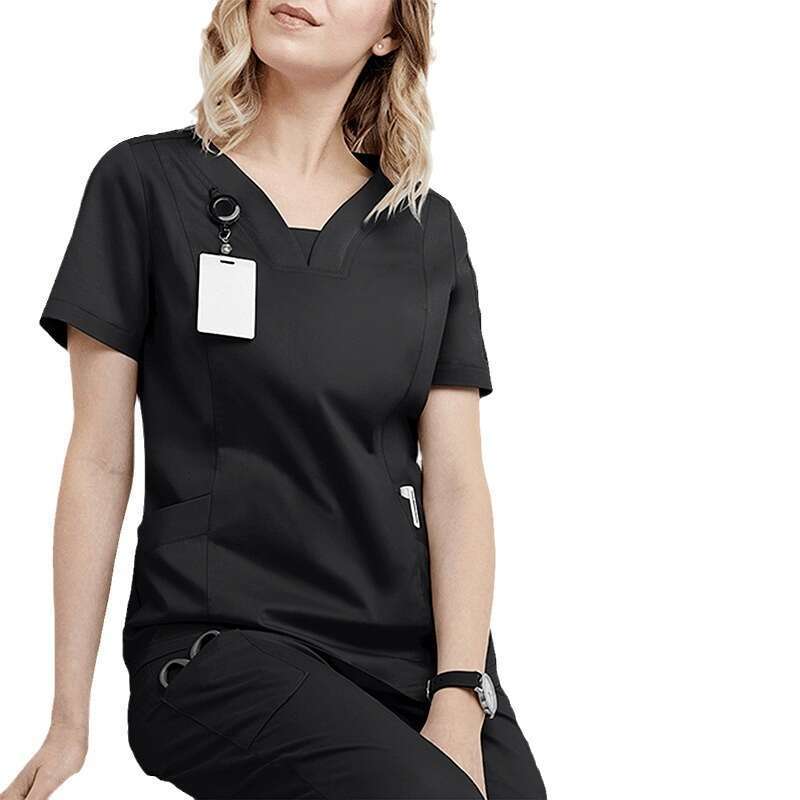 Niaa Hinn Scrubs Zip Up Scrubs New Product New Arrival Washable High Elasticity Gentle Wind French New Pattern Leisure Time Versatile Bifurcated Loose