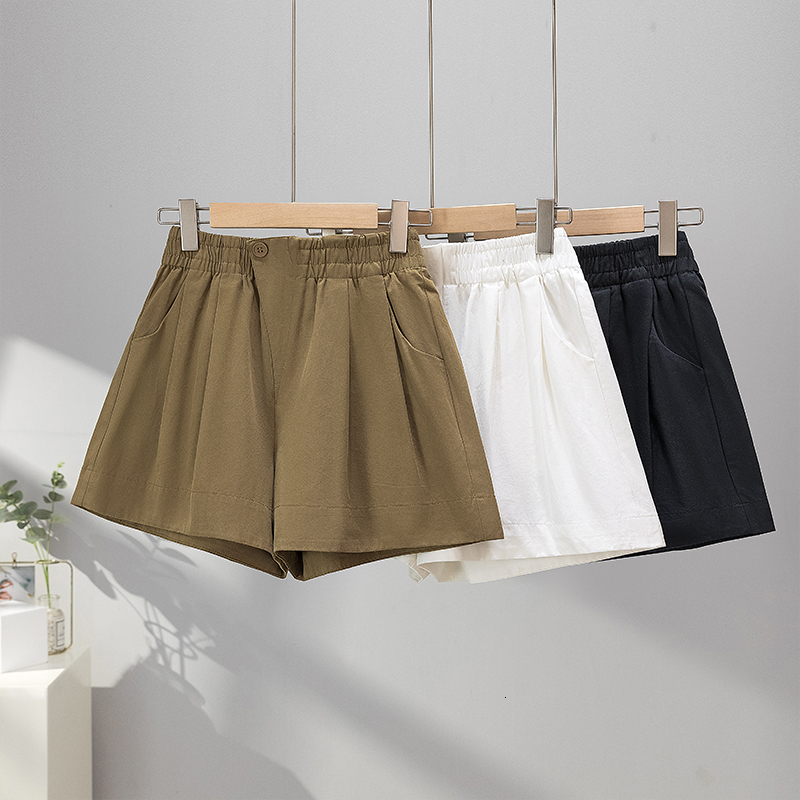 Large size pure cotton flower bud shorts women's summer loose wide leg Korean version casual high elastic waist hot pants