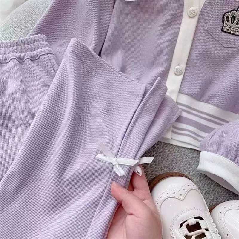 Clothing Sets Girls Spring And Autumn Set 2023 New Fashionable And Childrens Autumn Doll Face Girls Casual Two Piece Set Trend Kids Outfits