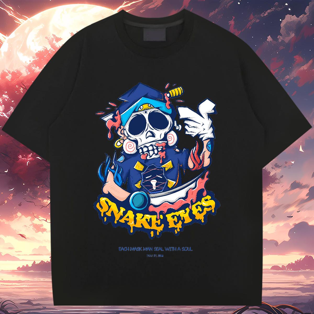2024 New T Shirt For Man Skeleton 100% Cotton 230g Customized Hip Hop Tshirts Breathable Short Sleeve Unisex