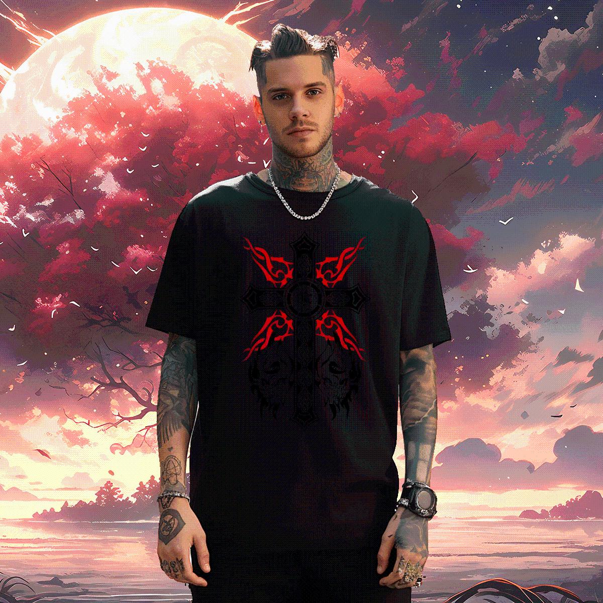 Wholesale T shirt fathion 100% Cotton 230g Skull Mens Tshirts Street Casual Crew Neck Cotton Brand Tees