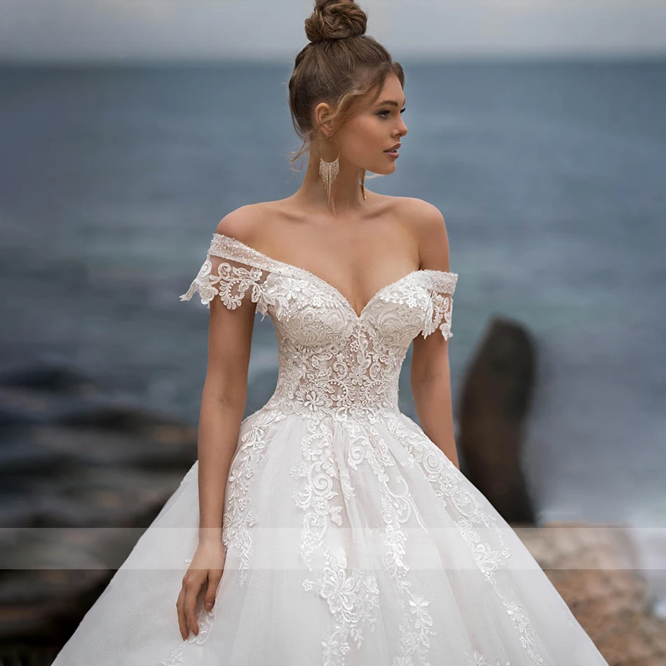 Ashley Carol Dresses For Women 2024 Sweetheart Beaded Appliques Lace Up Cathedral Wedding Gown Vestidos De Novia