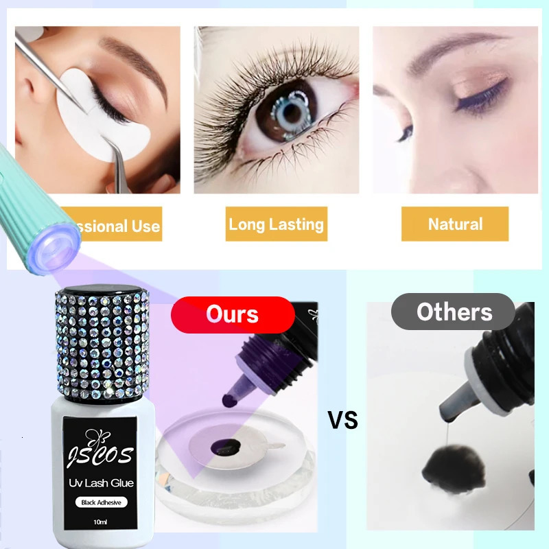 10ML UV eyelash black glue for eyelash extension black coated eyelash glue lamp LED UV eyelash glue makeup 240715