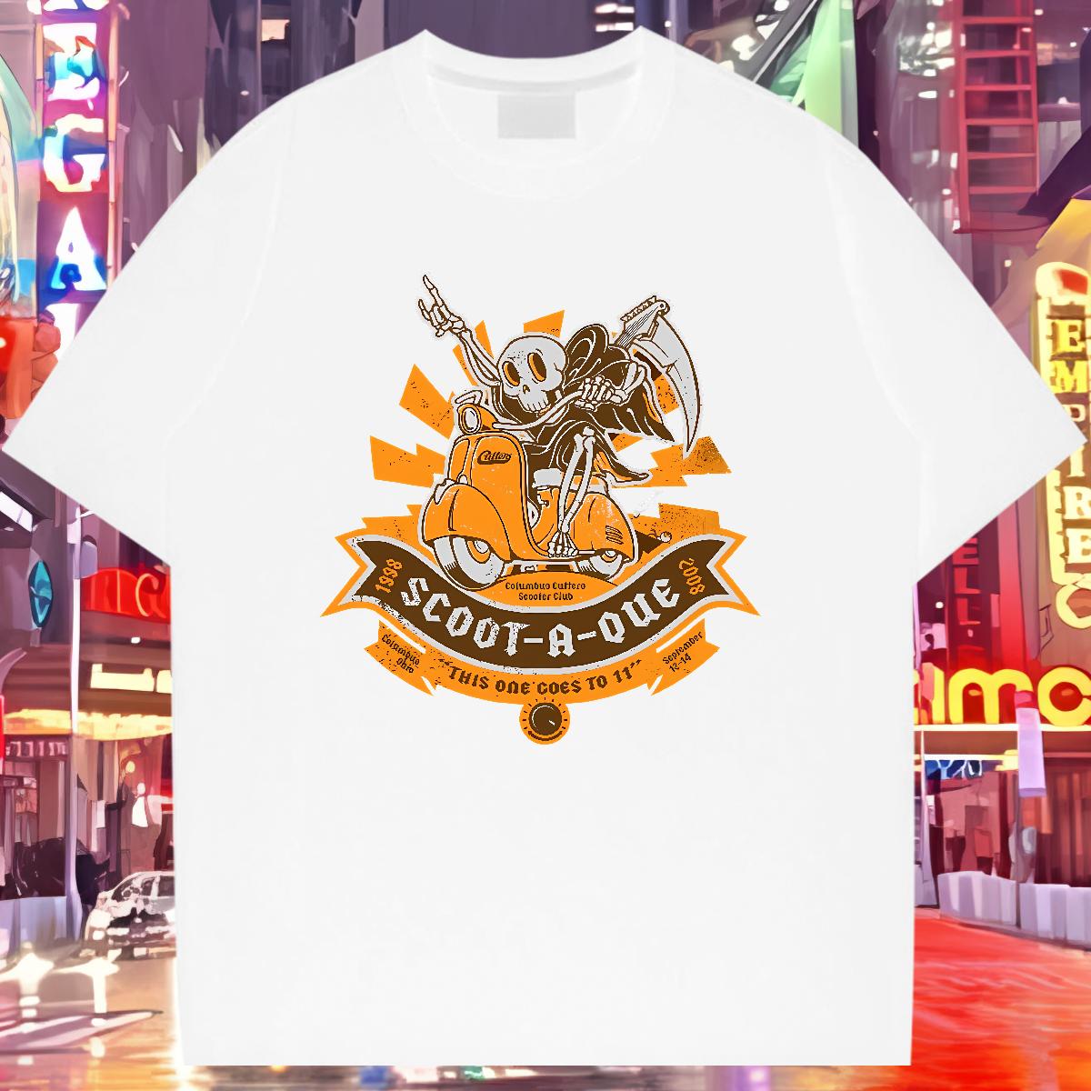 Unisex Men Clothes T-Shirt Skeleton 100% Cotton 230g Cotton Breathable Daily Outfit T Shirts Men Black Oversized Fashion New Tees