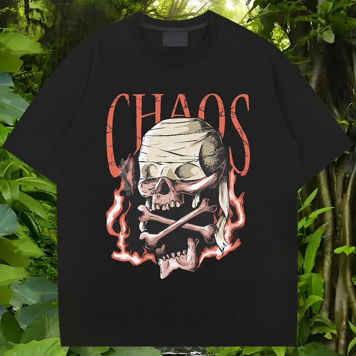 High Quality T shirt Skeleton 230g Cotton Beach O-Neck Short Sleeve Cotton Men Clothes T-Shirt Designer Custom Printed Clothings