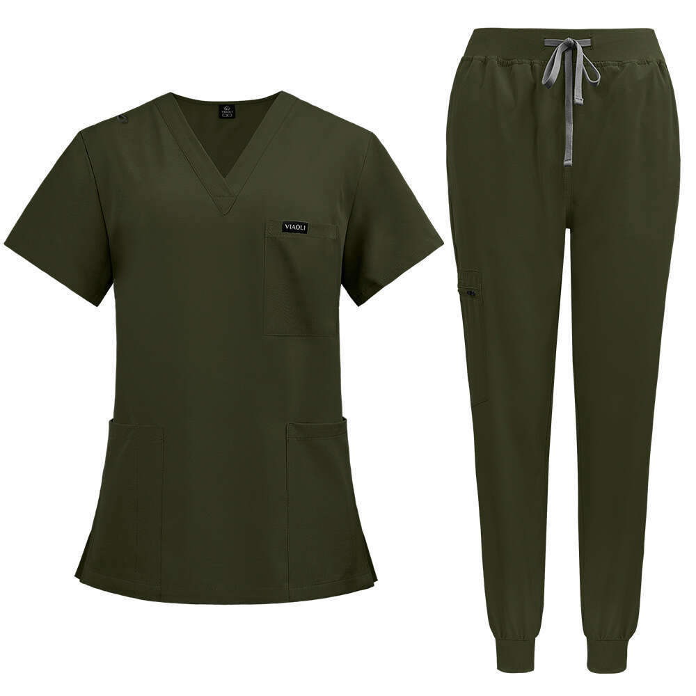 Scrubs Two Piece Set Women Designer Two Piece Set Women New Arrival Non-ironing French High Elasticity Ventilation Popular Temperament Loose Self-cult