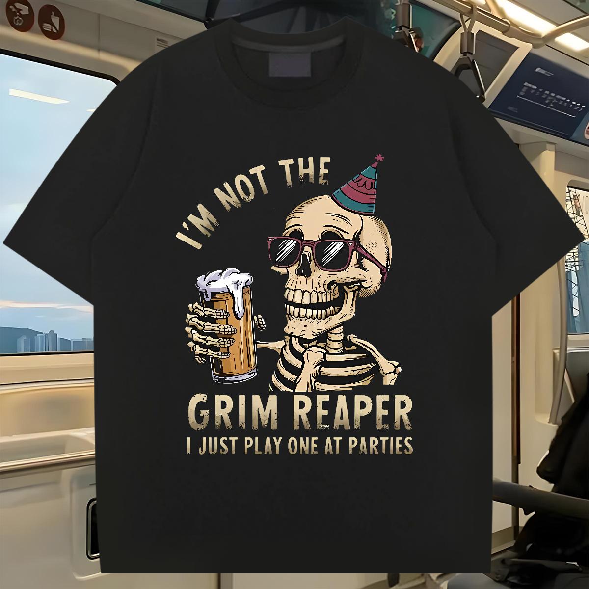 Classic Tshirt for Man Woman Skeleton 230g 100% Cotton Breathable Crew Neck Cotton Beach T-Shirts Custom Print Oversized 2024 Designer Tshirts