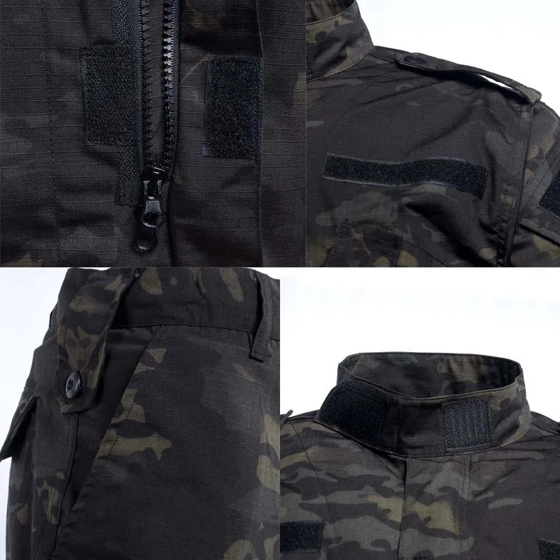 Outdoor Uniform Wear resistant Suit Safari Men Special Forces Coat Pant Windproof Fishing Camouflage Hunting Clothes 240716
