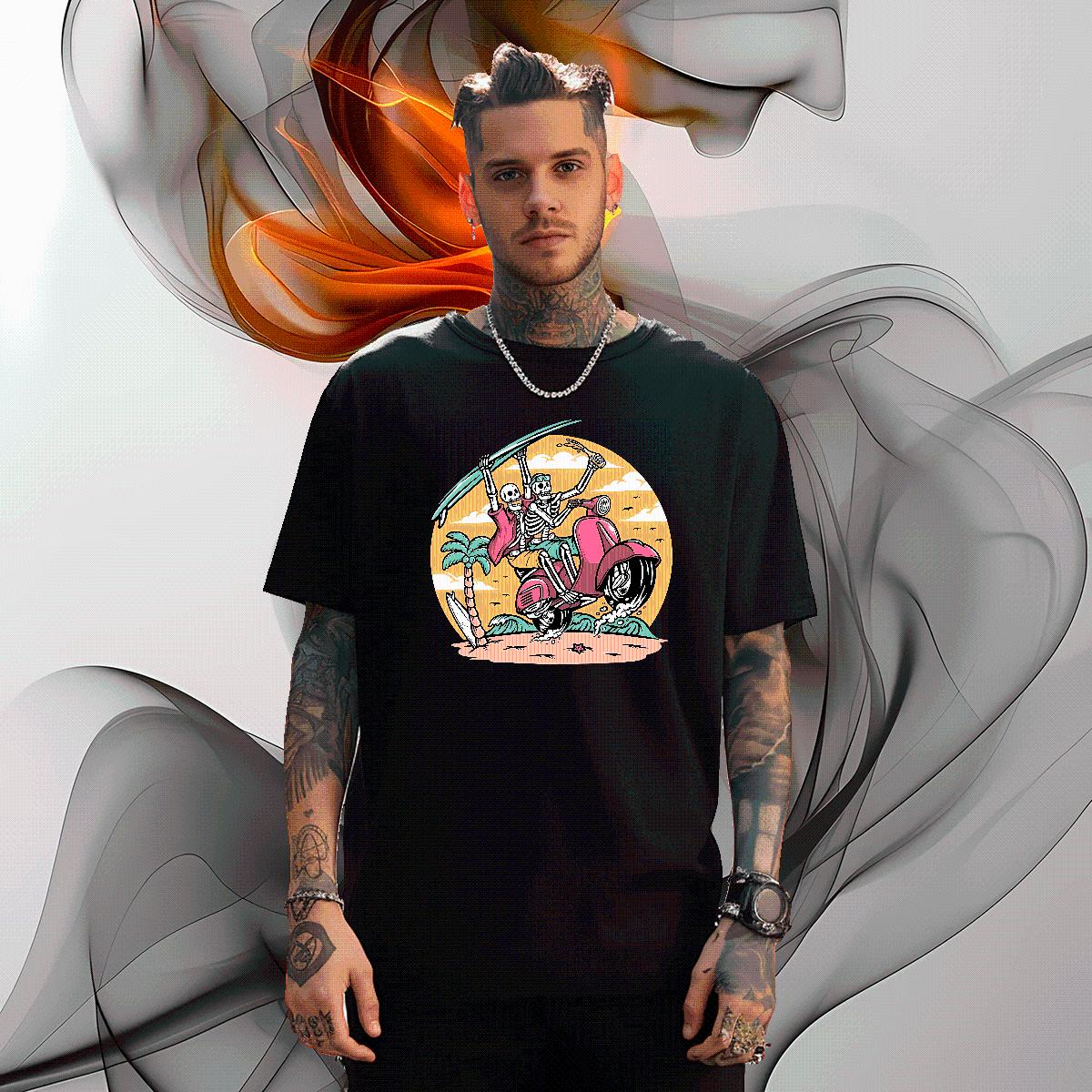 High Quality Men Tshirts Skeleton 100% Cotton 230g Cotton Breathable Hip Hop Street T Shirt For Man Cartoon Printing S-4XL Fashion New Tee Shirt