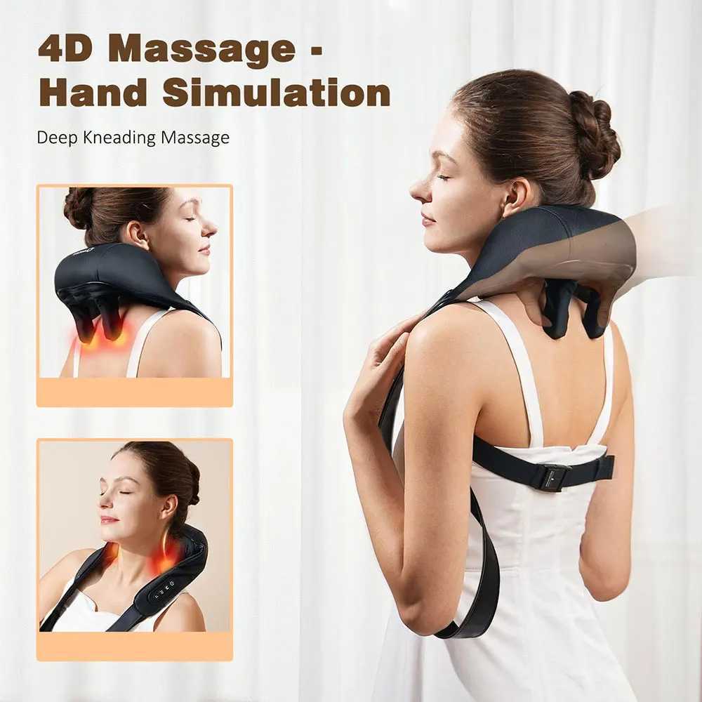 Other Massage Items Shiatsu Back Shoulder and Neck Massager U Shape Electric Full Body Massager with Heat Deep Tissue Kneading Pillow Massage z241204