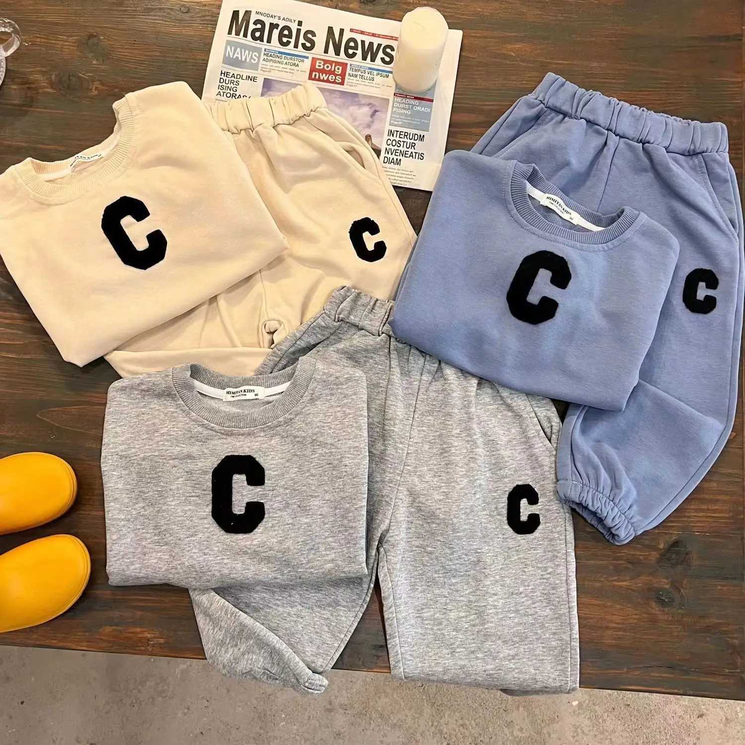 Clothing Sets Childrens Sweater Set Boys Spring And Autumn Clothing New 2023 Girl Two-piece Set Boys Casual Thin Style Trendy And Cool Kids