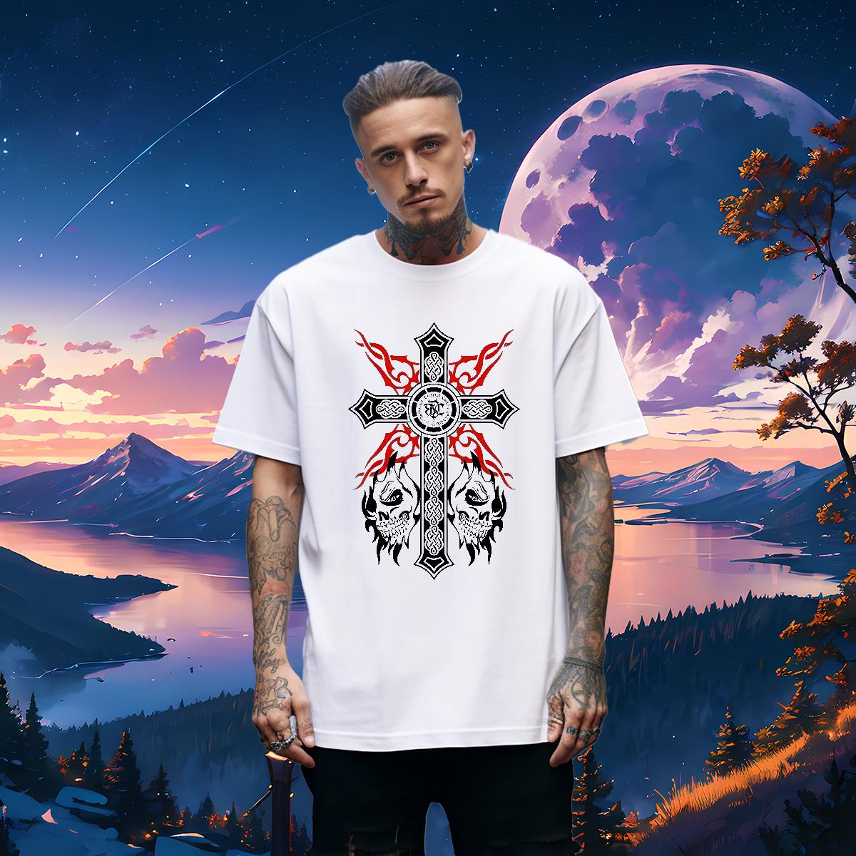 Designer Fashion T shirt fathion 230g Cotton Skull Couples T Shirts Casual Beach Cotton Breathable Short Sleeve Loose Fit Wear