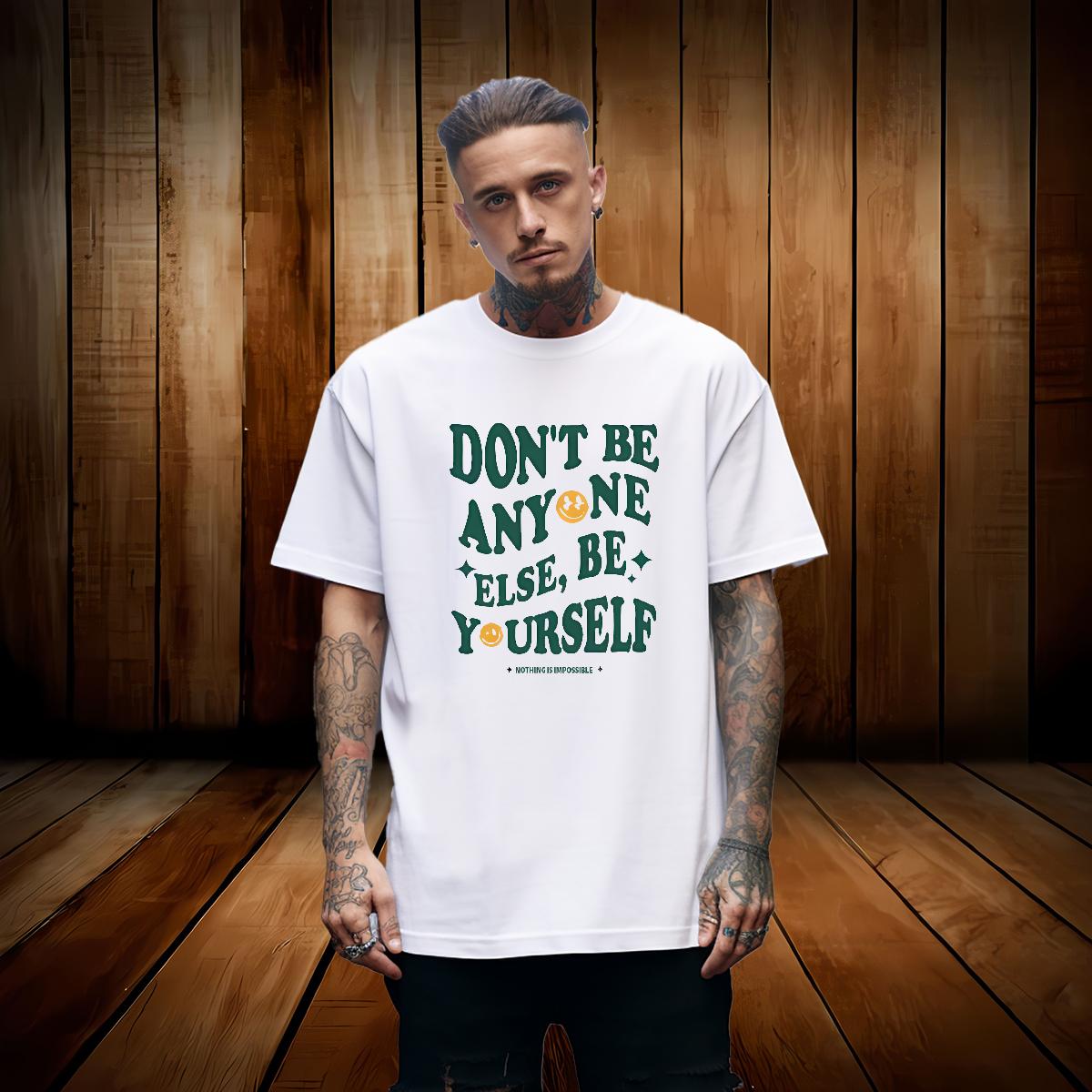 2024 New T Shirts Men Nothing Is Impossible 100% Cotton 230g Cartoon Print Daily Wear Mens Tshirts Round Neck Short Sleeve High Quality