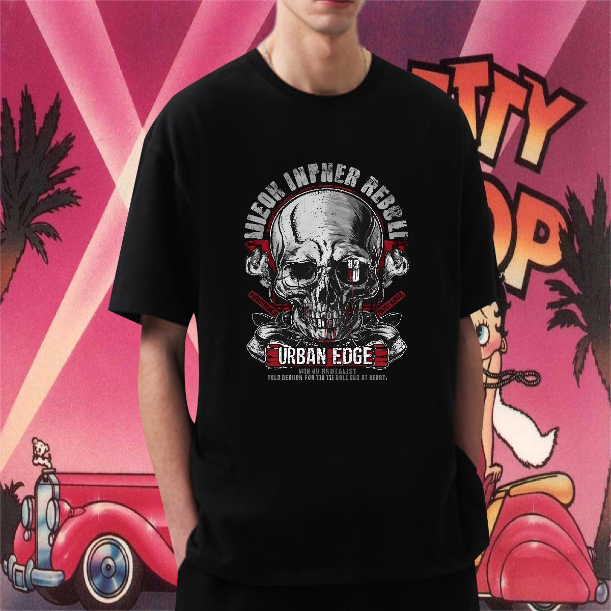 Wholesale Man T Shirts Skeleton 230g Cotton Anime Men Tops Tees Summer Casual Cotton Breathable Classic Tops Shirt