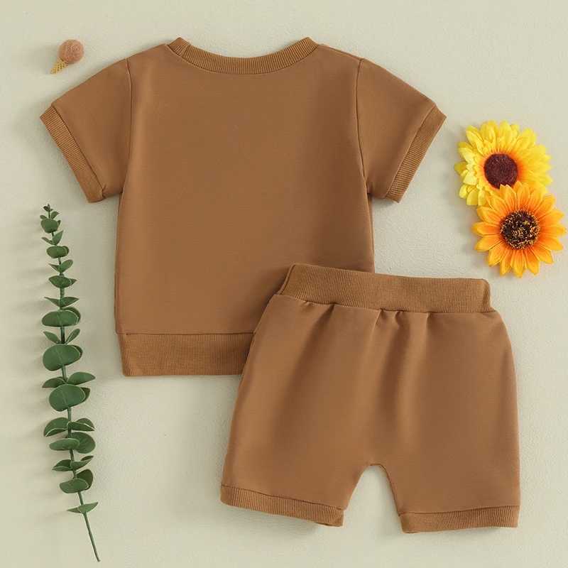 Clothing Sets 0-3Y Toddler Infant Kid Baby Boy Clothes Sets Short Sleeve Solid Color Tops and Drstring Shorts Summer Outifts Clothing