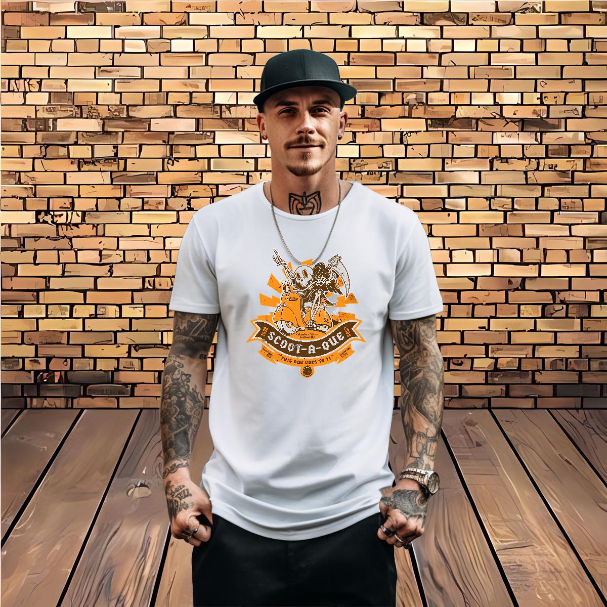 2024 Summer Men T Shirts Skeleton 100% Cotton 230g Customized Sport Tshirts O-Neck Short Sleeve Cotton Cool Design