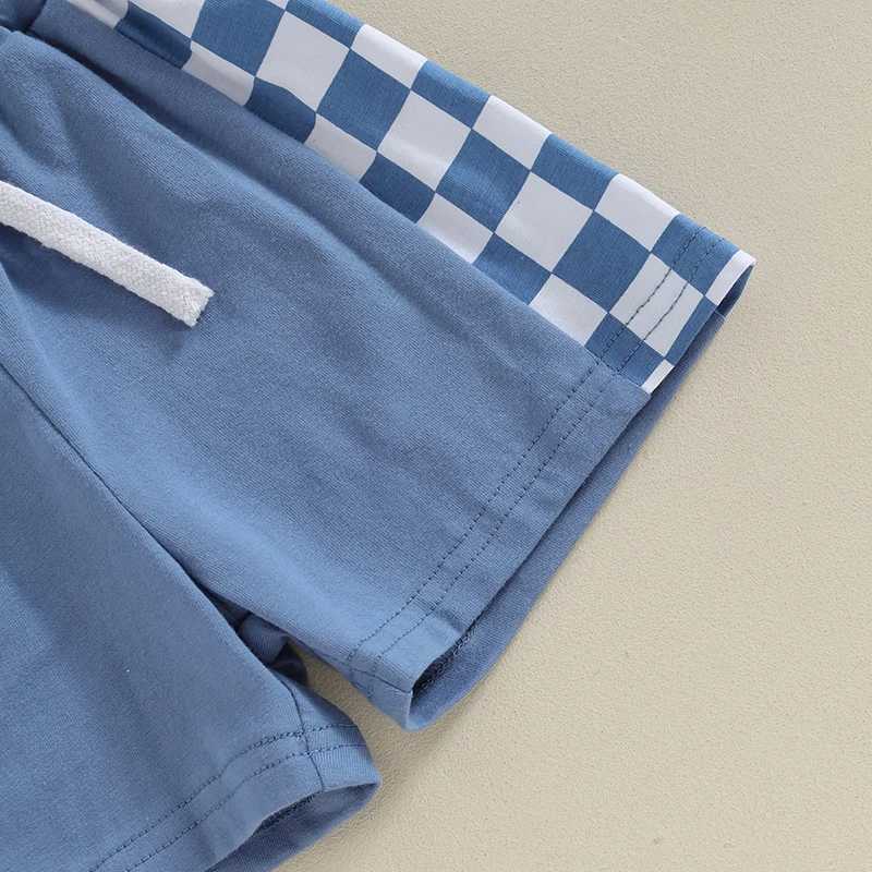 Clothing Sets Kids Clothes Set Baby Boys Plaid Print T-Shirt + Shorts Summer Clothing Cotton Casual Boys Tracksuit Children Baby Clothes Set