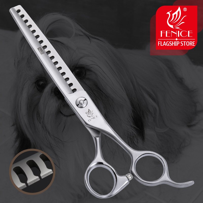 Fenice 6.75 inch Pet Dogs Gromming Scissors Reversed Tooth Shark Thinning Shears Animals Cat Barber Cutting Tools Rate 85%