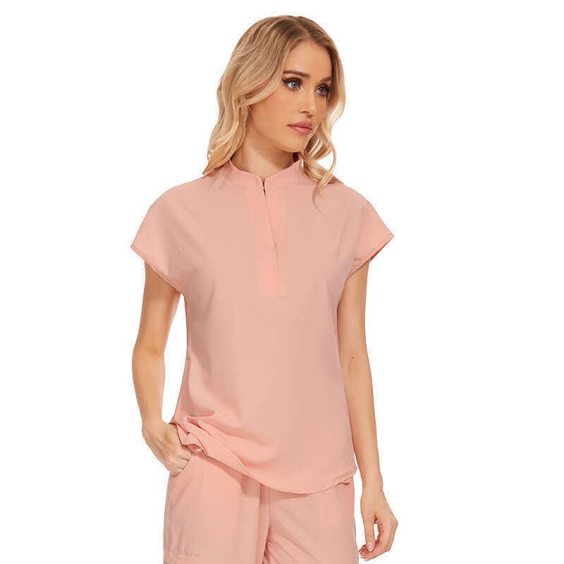 Scrubs Zip Up Undefined New Product New Arrival Washable Long Non-ironing Gentle Wind High Elasticity Solid Temperament Printing Ventilation Novelty T