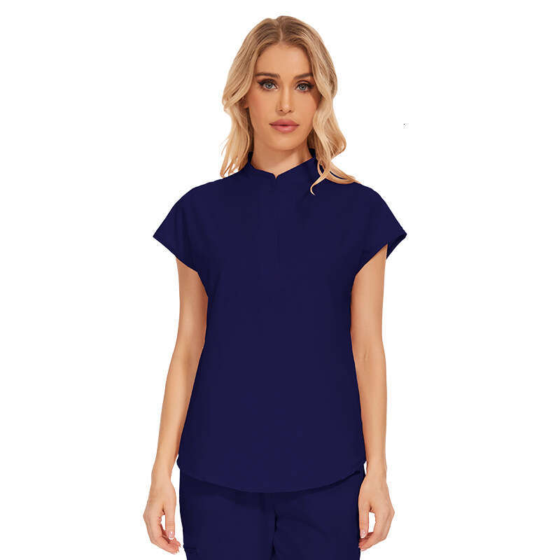 Scrubs Zip Up Undefined New Product New Arrival Washable Long Non-ironing Gentle Wind High Elasticity Solid Temperament Printing Ventilation Novelty T