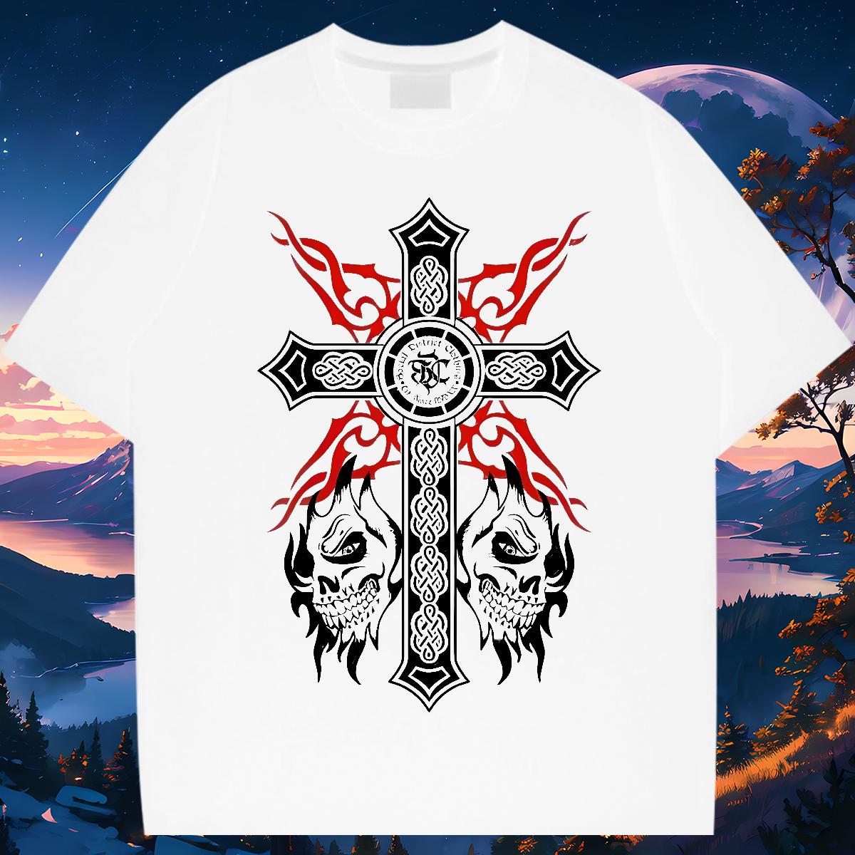 Designer Fashion T shirt fathion 230g Cotton Skull Couples T Shirts Casual Beach Cotton Breathable Short Sleeve Loose Fit Wear