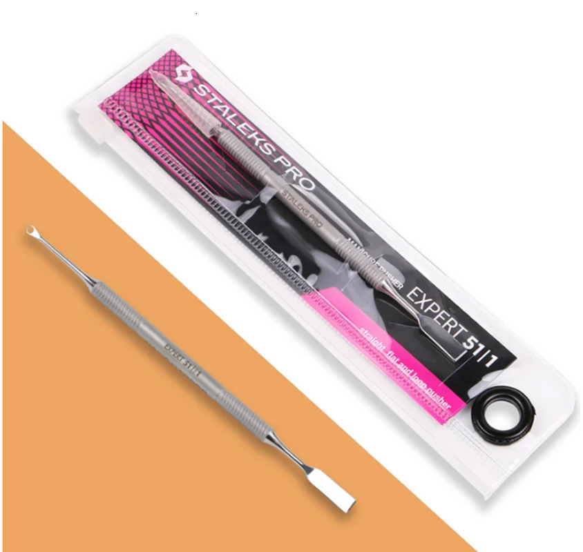 STALEKS PE-51-1 Manicure Dead Skin Double-Headed Steel Push Ring-shaped Push Flat Push Nail Tool Blackhead Removal Tools 240715