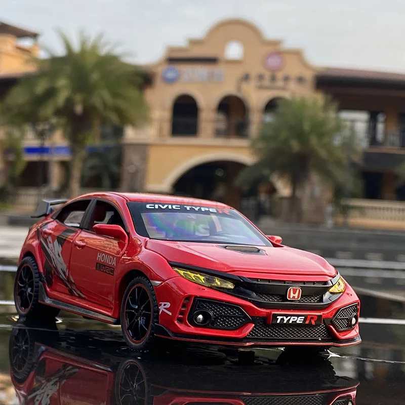 1 32 HONDA CIVIC TYPE-R Alloy Car Model Diecasts Toy Vehicles Metal Sports Car Model Sound and Light Collection Childrens GiftM240717