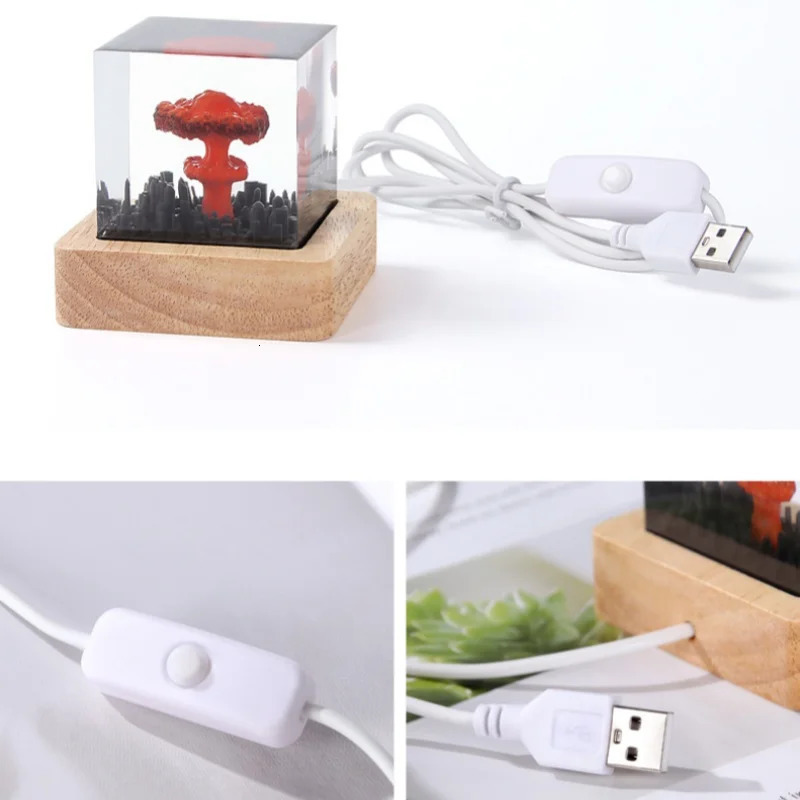 Nuclear Explosion Bomb Mushroom Cloud Lamp Flameless Lamp For Courtyard Living Room Decor 3D Night Light Rechargeable 240709