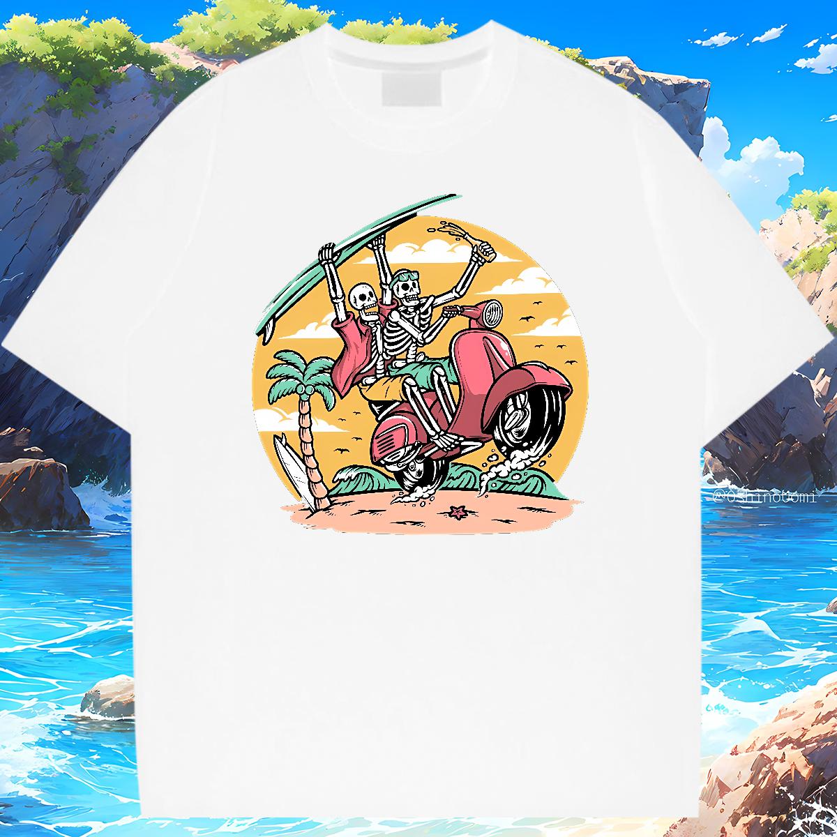 Stylist Mens T Shirts Skeleton 230g 100% Cotton Custom Print Plus Size Couples T Shirts Street wear Hip Hop O-Neck Short Sleeve Cotton Soft Tee Shirt