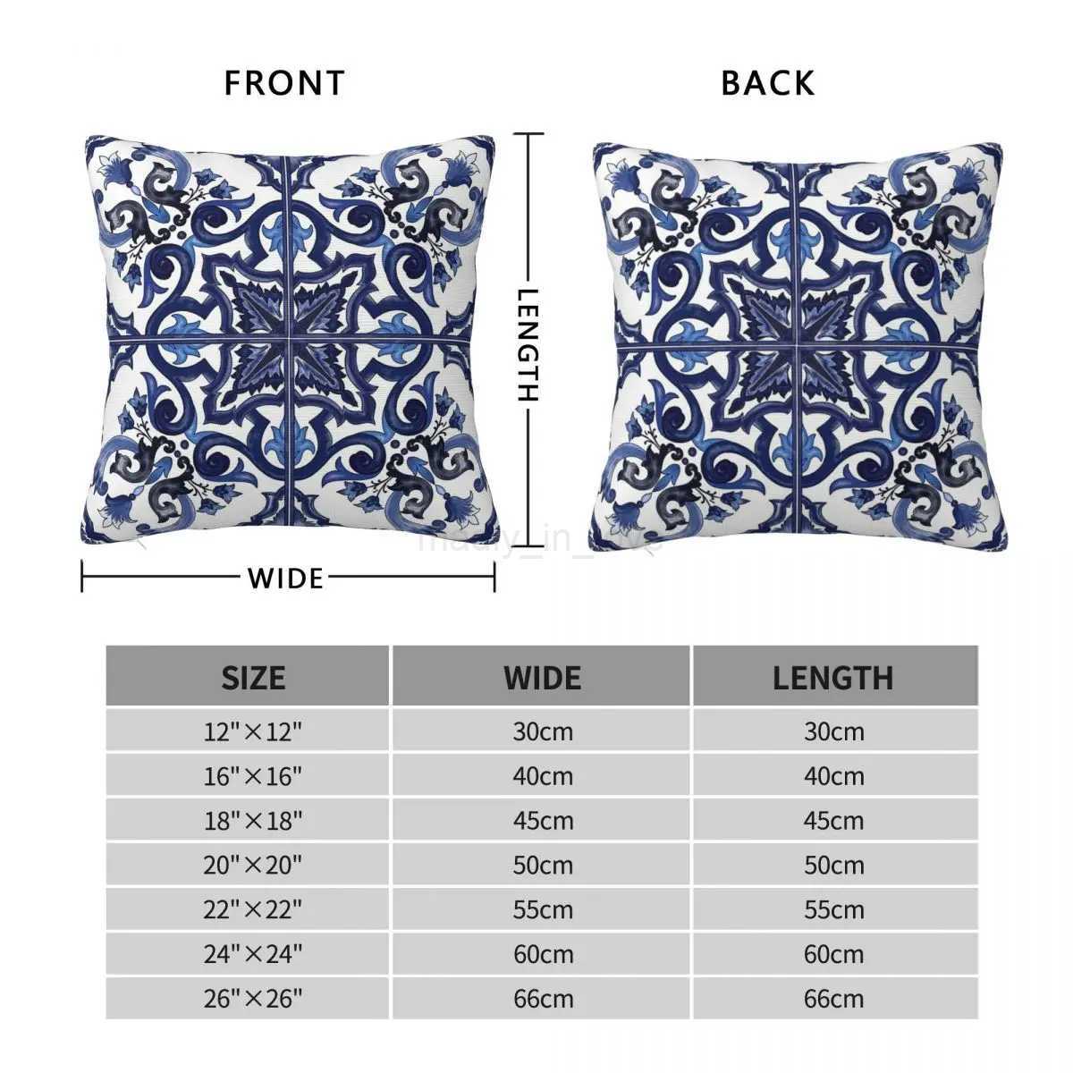 Blue Ornate Floral Mediterranean Sicilian Tile Square pillowcase pillow Cover Polyester Cushion Comfort Throw pillow for HomeM240717