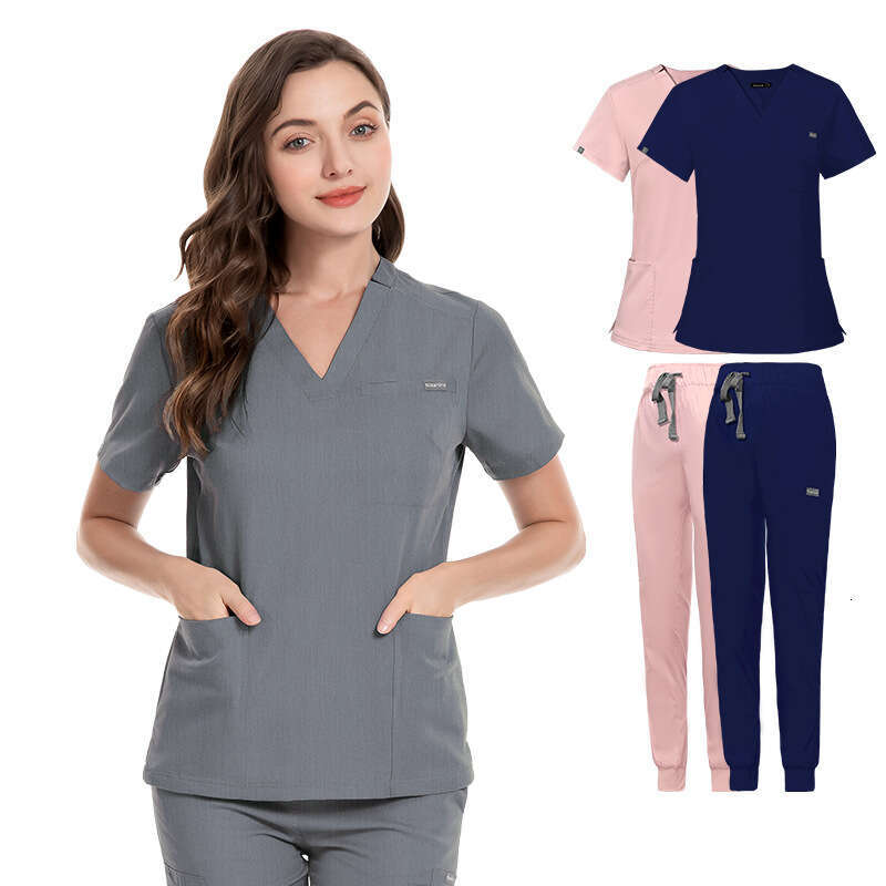Designer Two Piece Set Women Scrubs Set New Product New Arrival French Non-ironing Long Washable Versatile Fashion Ventilation Popular Bifurcated Sexy