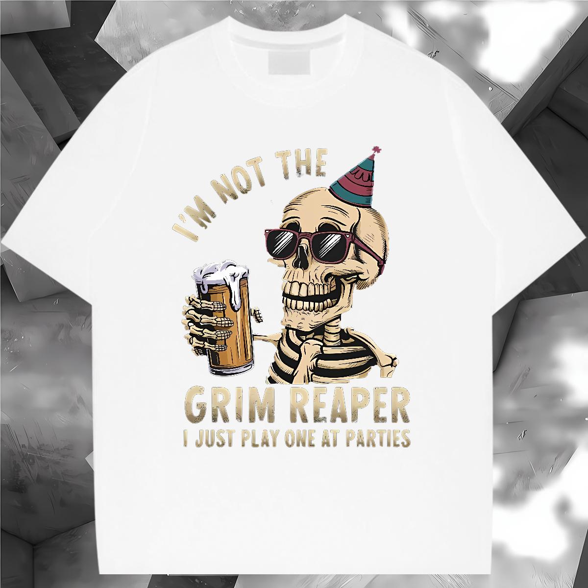 Wholesale T Shirt For Man Skeleton 100% Cotton 230g Black Oversized Daily Outfit Men Tops Tees Crew Neck Cotton Breathable Unisex