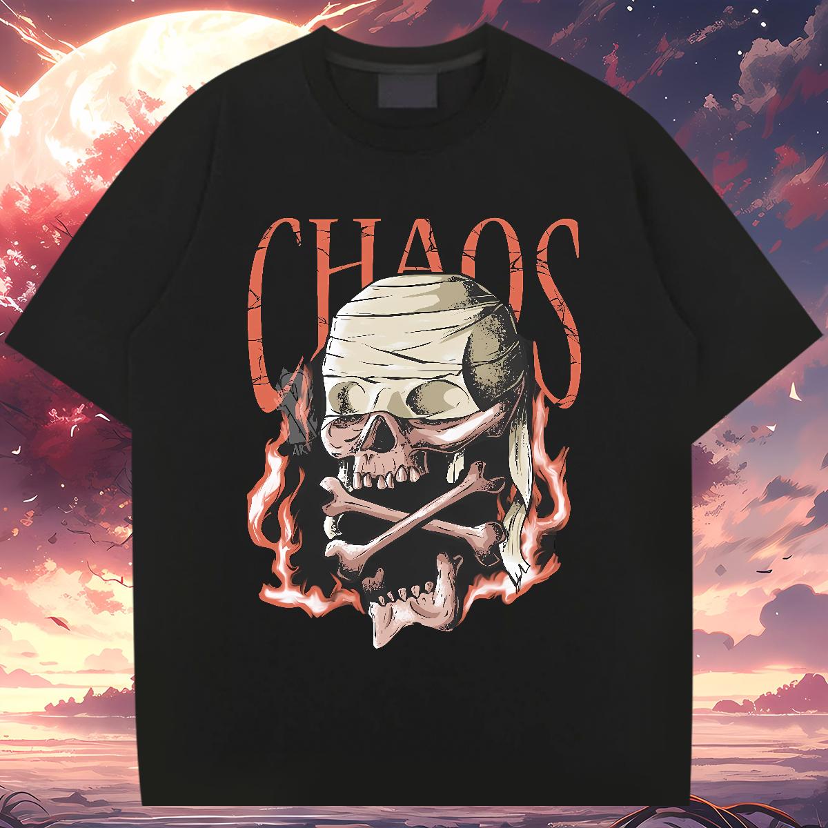 Stylist T Shirt For Man Skeleton 230g Cotton Customized Street wear Hip Hop Men Tops Tees Breathable Short Sleeve High Quality
