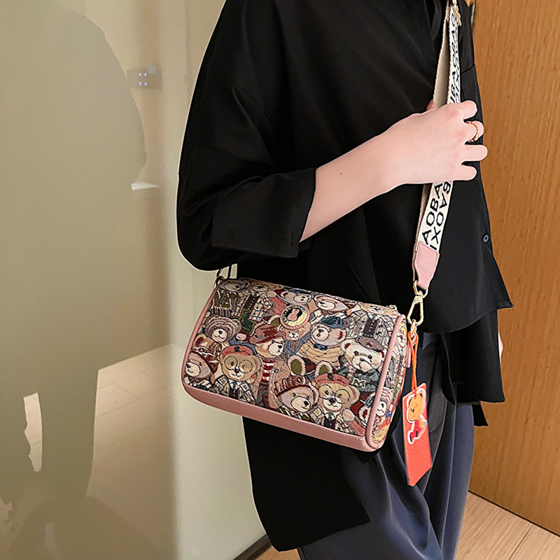 BeiBaoBao Kawaii Bear pattern crossbody women's bag exquisite Thick shoulder strap Girl's shoulder bag messenger bags for women